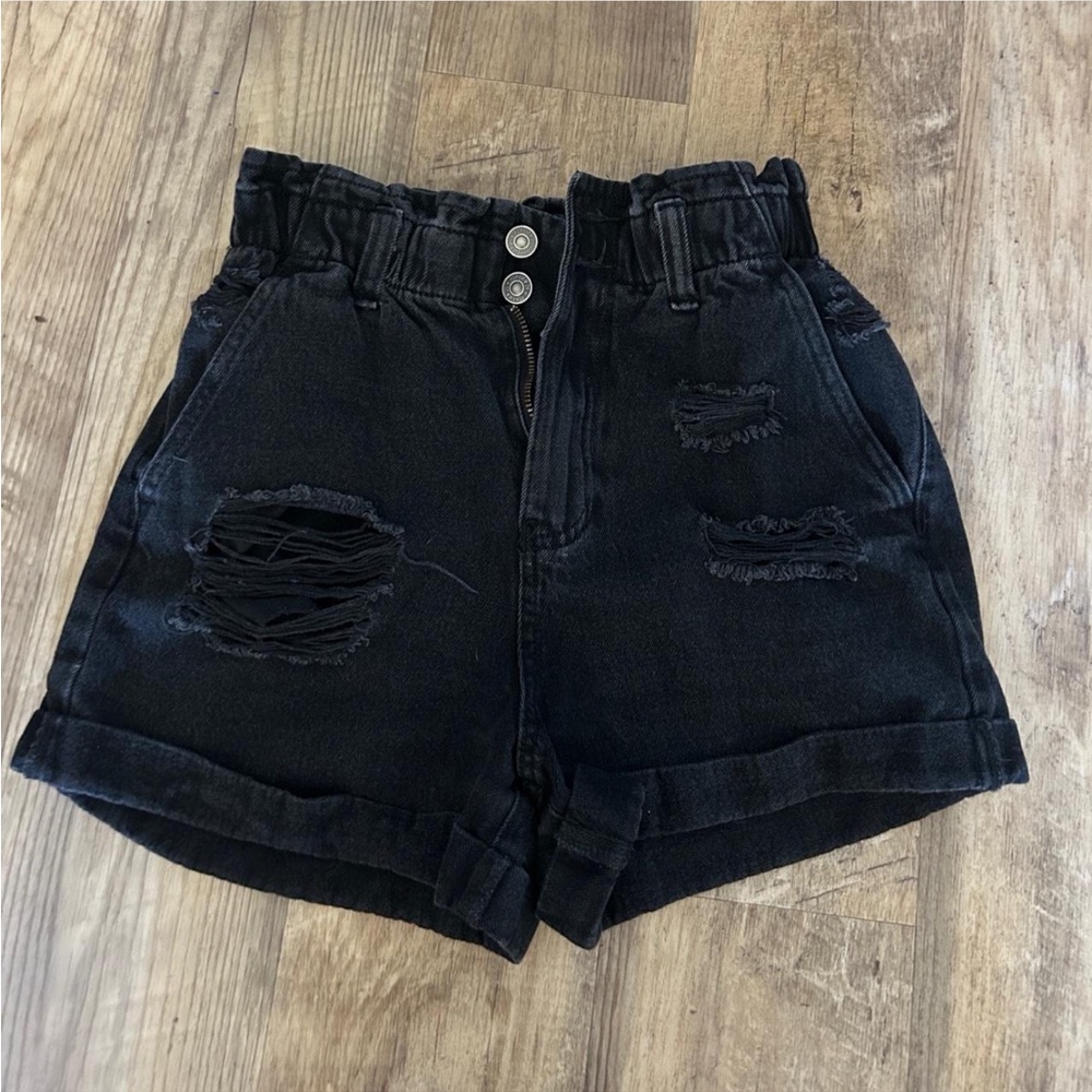 Forever 21 Black High Waist Distressed Shorts